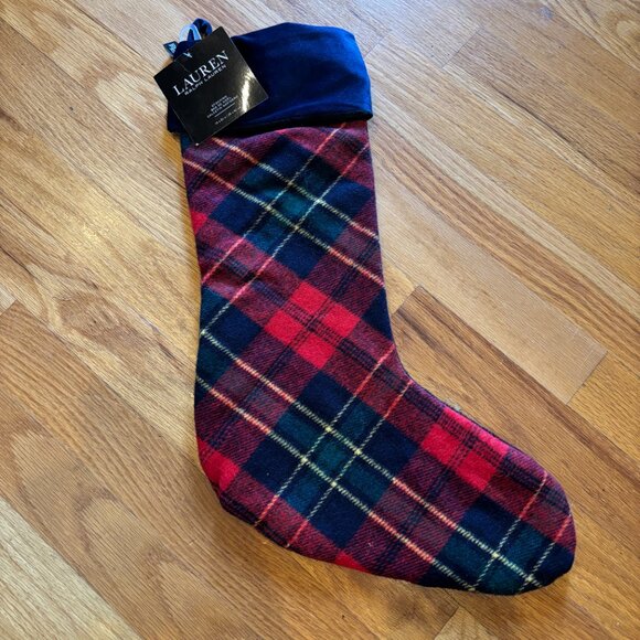 Lauren Ralph Lauren Red Tartan Plaid Christmas Stocking – Home Décor 20" - Picture 3 of 3